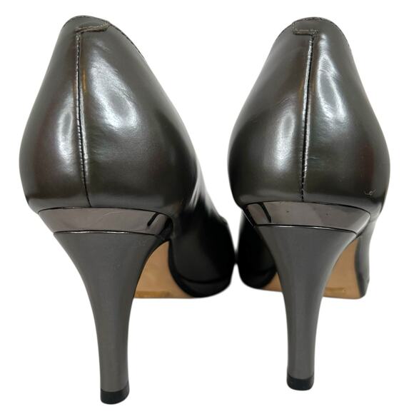 COLE HAAN x Nike Air Peep Toe Leather Pumps 3.5 inch heel in Metallic Gray Sz 8B - Picture 5 of 8